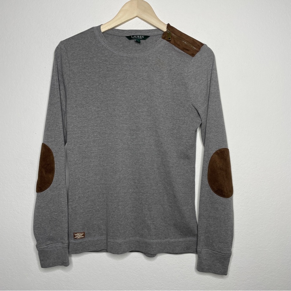 Lauren Ralph Lauren Equestrian Elbow Patch Long Sleeve Shirt